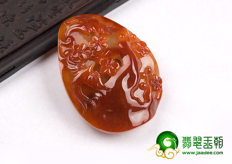 糯冰种红黄翡缅甸翡翠A货喜上眉梢挂件