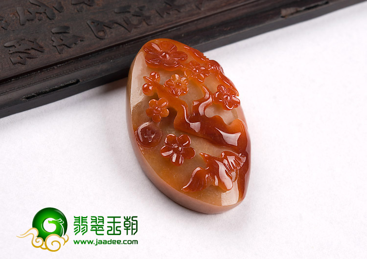 糯冰种红黄翡缅甸翡翠A货喜上眉梢挂件