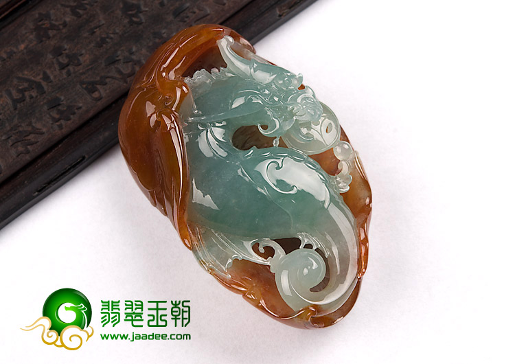 冰种晴水红翡缅甸翡翠A货龙头鱼挂件
