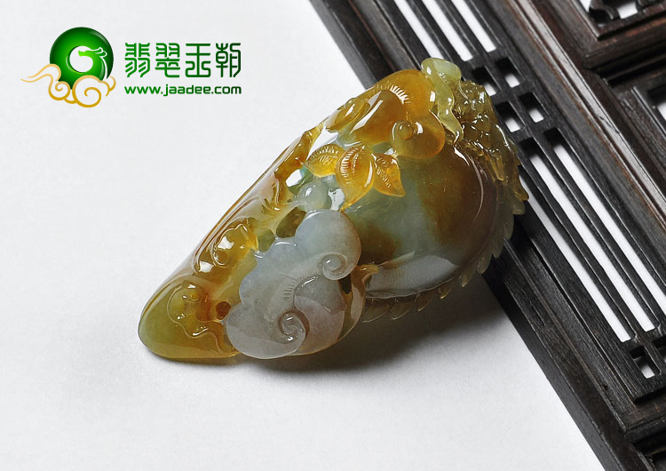 冰种黄加绿缅甸翡翠A货龙行如意挂件