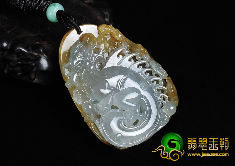 冰种黄翡缅甸翡翠A货龙行如意挂件