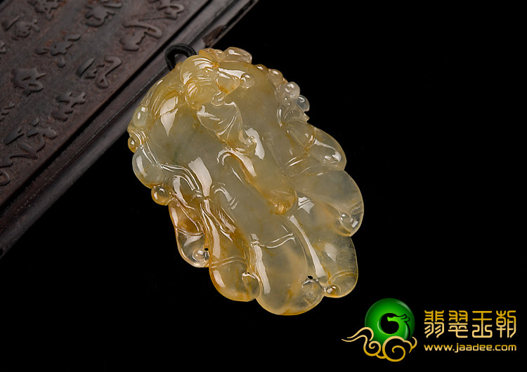 冰种黄翡缅甸翡翠A货佛手挂件