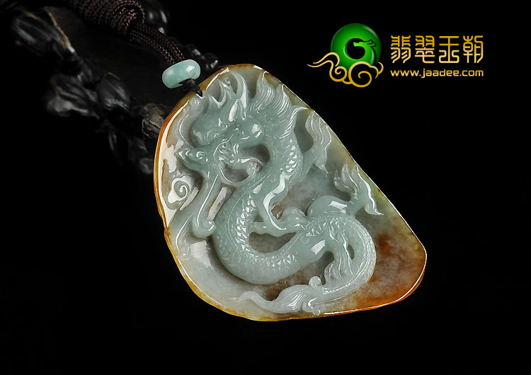 (超值推荐)糯冰种褐黄翡晴水缅甸翡翠A货飞龙挂件