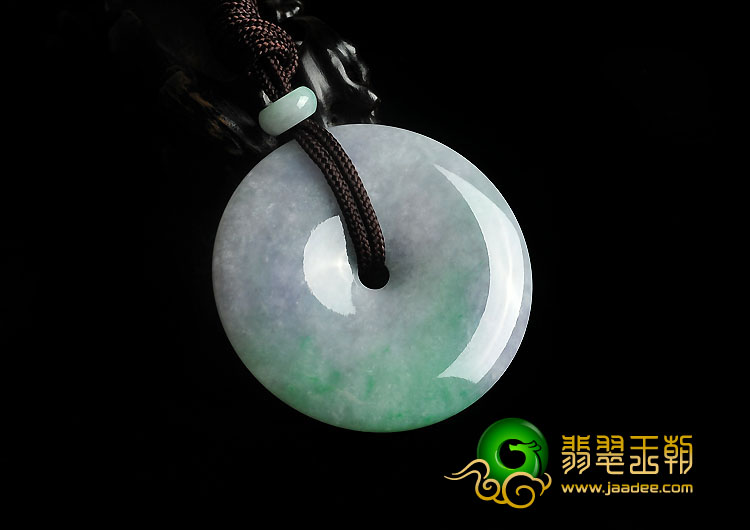 （超值推荐）糯冰种春带彩缅甸翡翠A货平安扣挂件