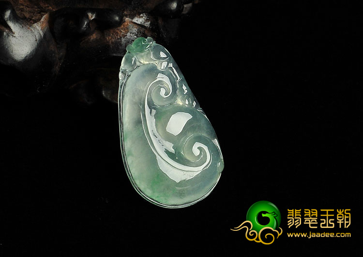 冰种飘花缅甸翡翠A货如意挂件