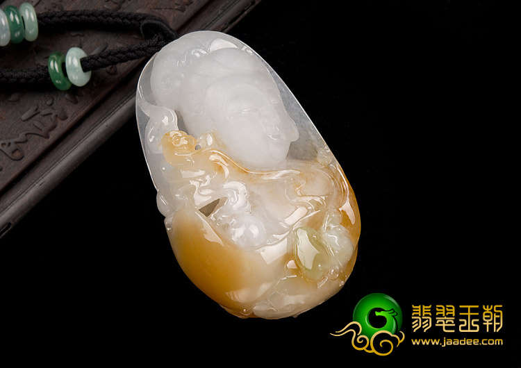 冰种黄翡缅甸翡翠A货观音头挂件