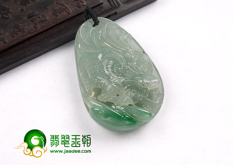 冰种晴水飘翠缅甸翡翠A货大展宏图挂件