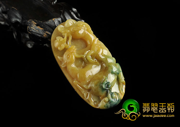 糯冰种黄加绿缅甸翡翠A货三羊开泰挂件