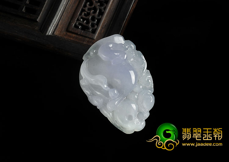 冰种紫罗兰缅甸翡翠A货福寿如意挂件