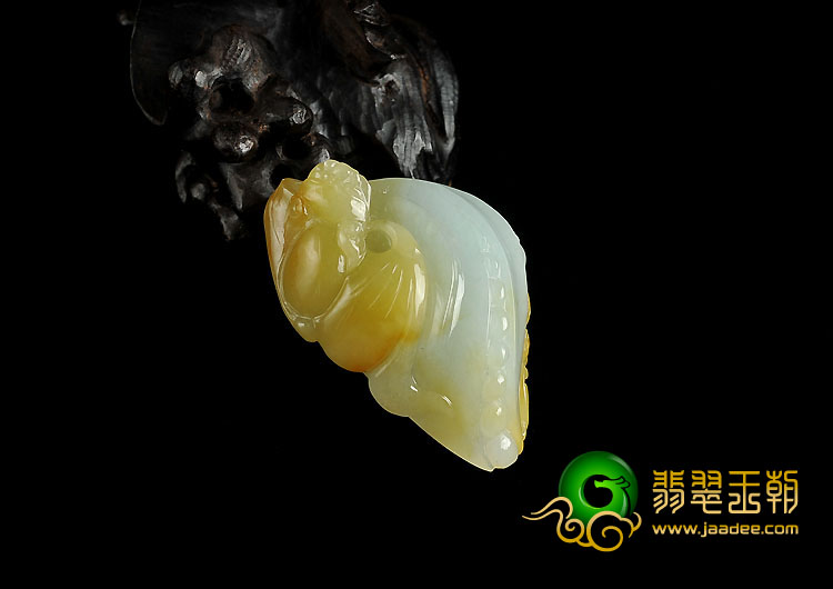 糯冰种黄翡缅甸翡翠A货福寿如意挂件