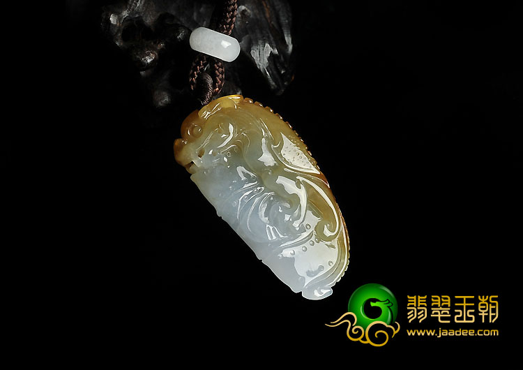 冰种黄翡紫罗兰缅甸翡翠A货节节高升挂件