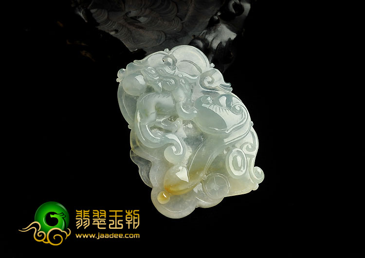 冰种晴水黄翡缅甸翡翠A货貔貅如意挂件