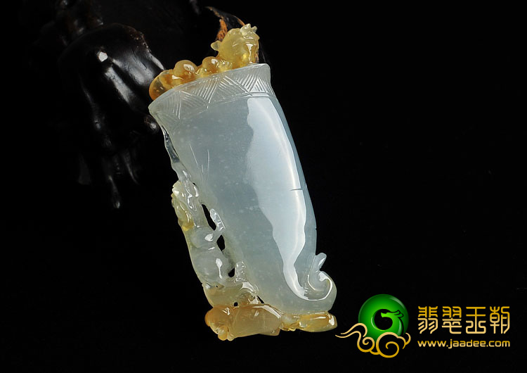 冰种黄翡缅甸翡翠A货步步高升挂件