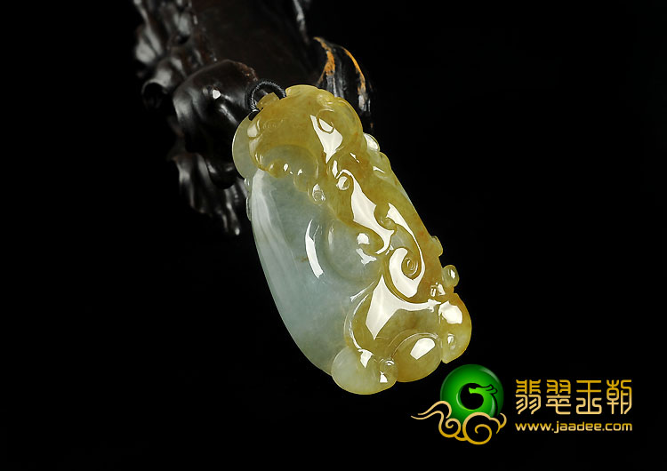 冰种褐黄翡缅甸翡翠A货凤来仪挂件