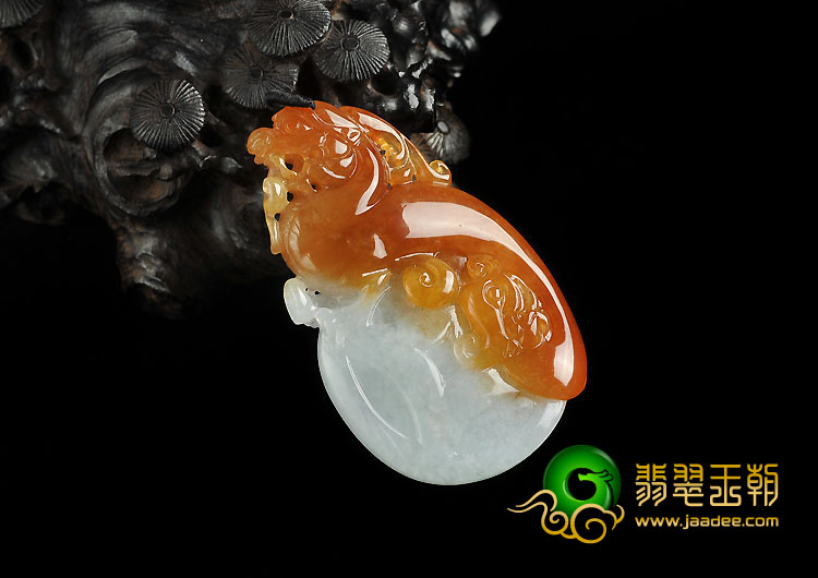 冰种红黄翡缅甸翡翠A货飞龙在天挂件