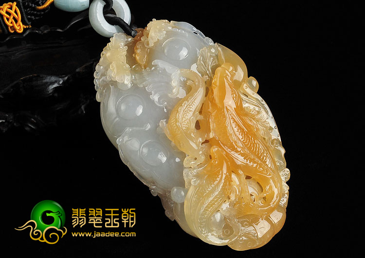 冰种褐黄翡缅甸翡翠A货年年有余手玩件