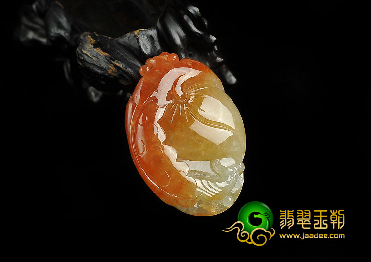 糯冰种红黄翡缅甸翡翠A货寿桃挂件