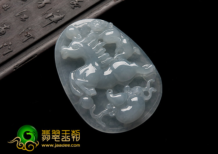 冰种晴水缅甸翡翠A货马上封侯挂件