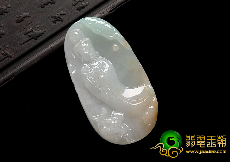 糯冰种三彩缅甸翡翠A货观音挂件