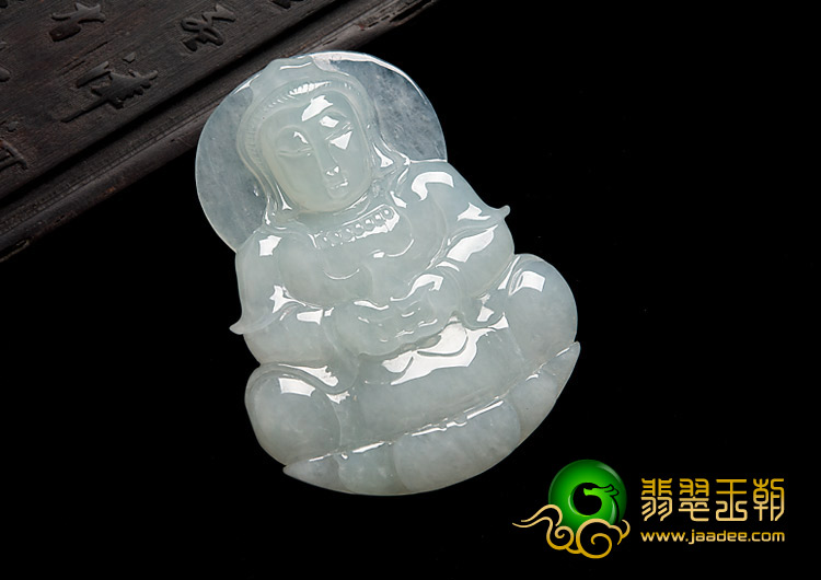 冰种淡晴水缅甸翡翠A货观音挂件