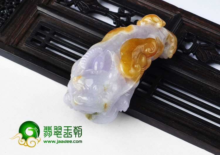 糯冰种紫罗兰黄翡缅甸翡翠A货貔貅如意挂件