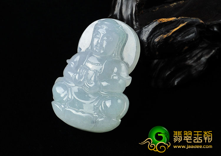 冰种晴水缅甸翡翠A货观音挂件