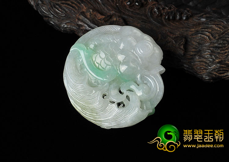 糯冰种飘翠缅甸翡翠A货金玉满堂挂件