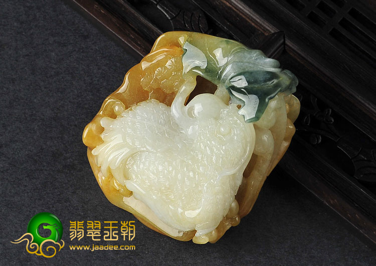 糯冰种黄翡飘花缅甸翡翠A货英明神武挂件/手玩件