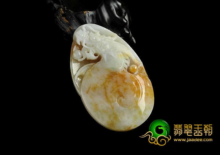 糯冰种黄翡缅甸翡翠A货龙行如意挂件