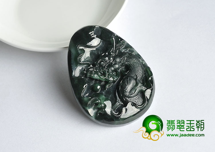 糯冰种油青缅甸翡翠A货龙行如意挂件