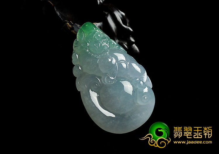 冰种春带彩缅甸翡翠A货貔貅如意挂件