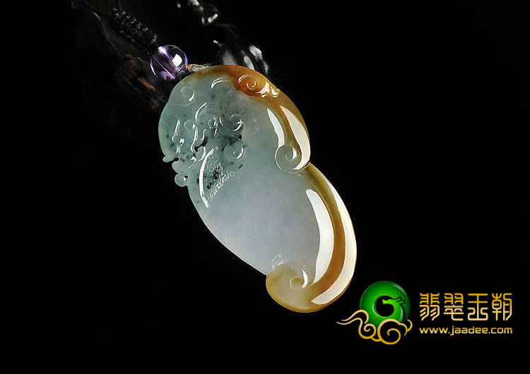 冰种黄翡飘花缅甸翡翠A货龙行如意挂件