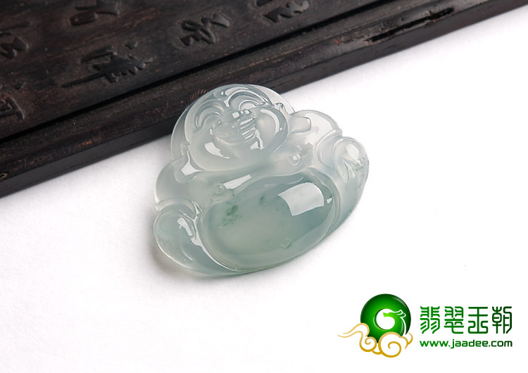 冰玻种飘花缅甸翡翠A货玉佛挂件