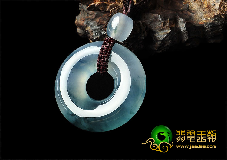 冰种飘花缅甸翡翠A货平安扣挂件
