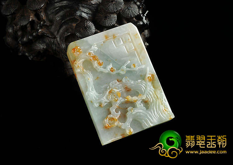 糯冰种三彩缅甸翡翠A货苦寒香梅挂件