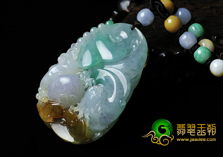 冰种三彩缅甸翡翠A货龙行如意挂件