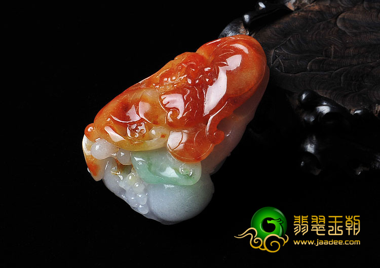 糯冰种三彩缅甸翡翠A货福从天降挂件