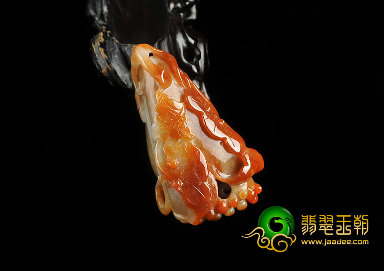 糯冰种红黄翡缅甸翡翠A货玉兰花挂件
