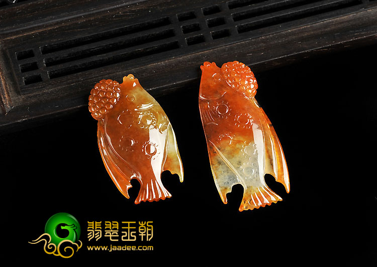 冰种红黄翡缅甸翡翠A货鱼挂件（单价）