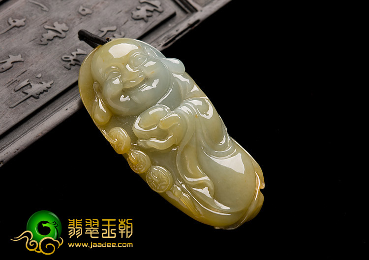 糯冰种褐黄翡缅甸翡翠A货玉佛挂件