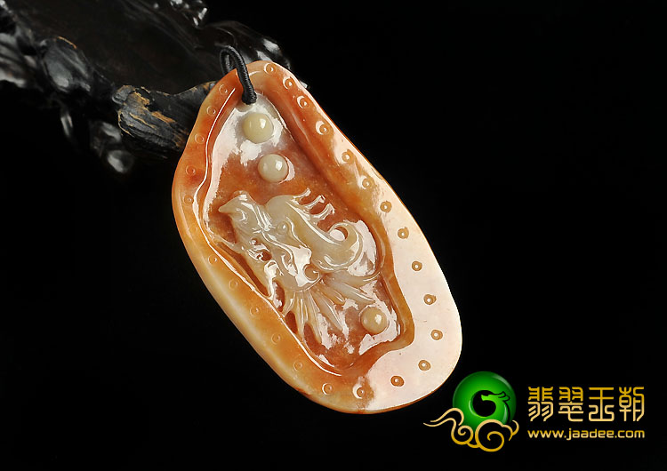 糯冰种红黄翡缅甸翡翠A货凤凰挂件