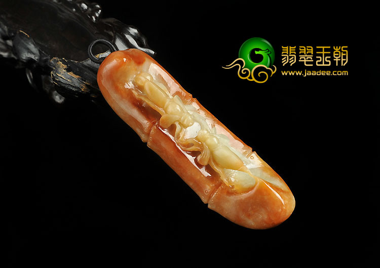 糯冰种红黄翡缅甸翡翠A货节节高挂件