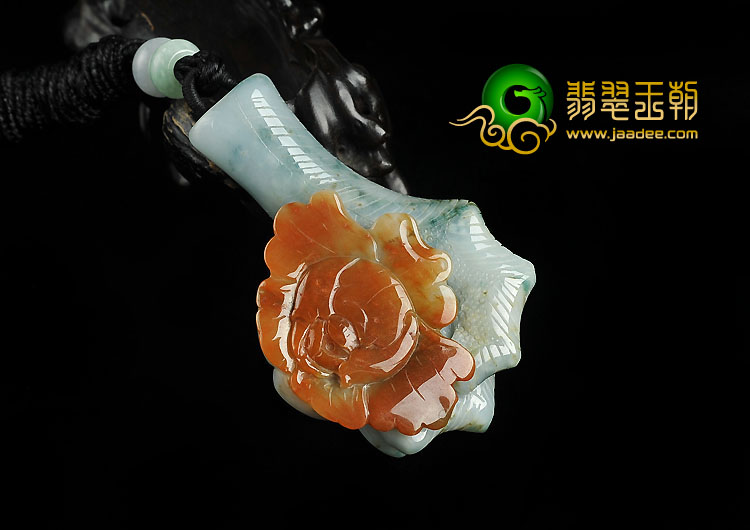 糯冰种红黄翡飘花缅甸翡翠A货富贵在手挂件