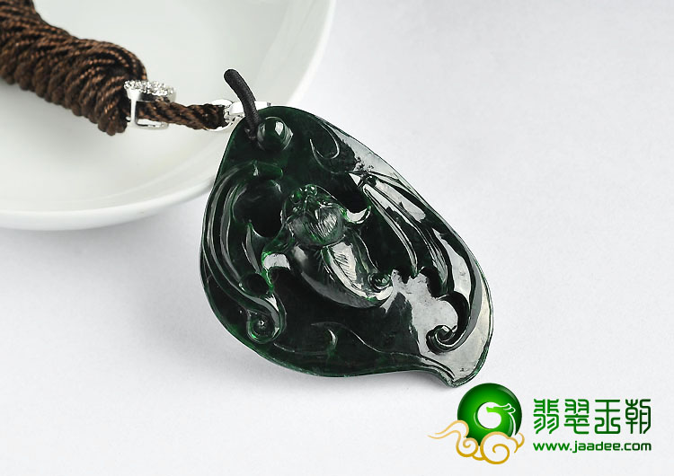 细糯种干青缅甸翡翠A货福从天降挂件