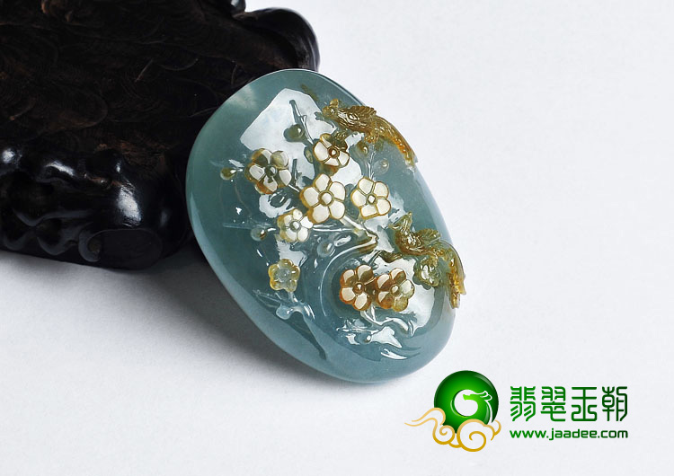 冰种黄翡缅甸翡翠A货喜上眉梢挂件