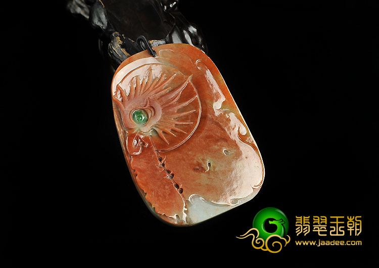 细糯种褐红翡飘翠缅甸翡翠A货画龙点睛挂件