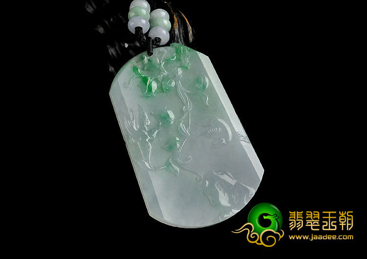 冰种飘翠缅甸翡翠A货喜上枝头挂件