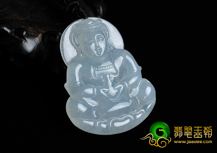 冰种淡晴水缅甸翡翠A货观音挂件