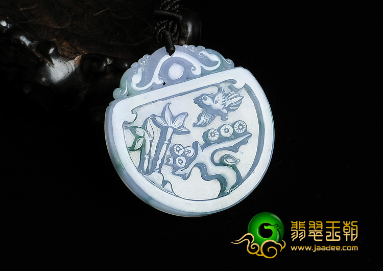 冰种紫罗兰飘花缅甸翡翠A货岁寒三友挂件
