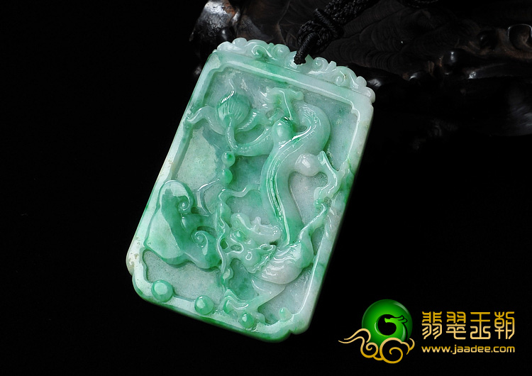糯冰种飘翠缅甸翡翠A货龙行如意挂件